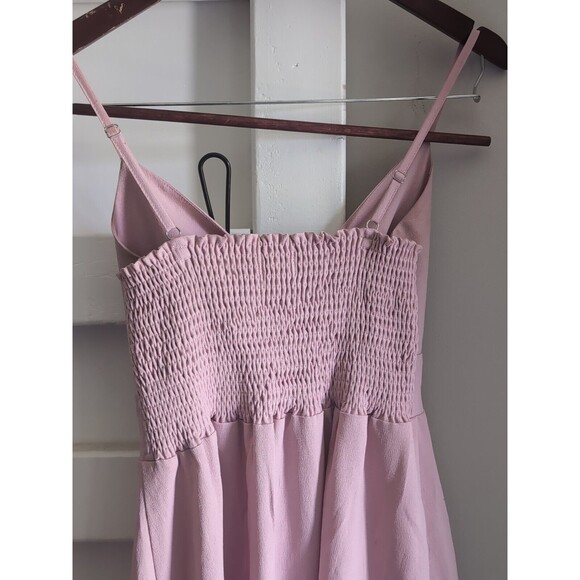 Yidarton Women's S Pale Pink Front Bow Tie Midi SunDress Buttons & Cut Outs - Picture 7 of 10